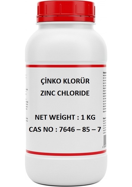 Çinko Klorür 1 Kg (Cas No : 7646-85-7) Saflık: %98 - 1 Kg/HDPE Şişe