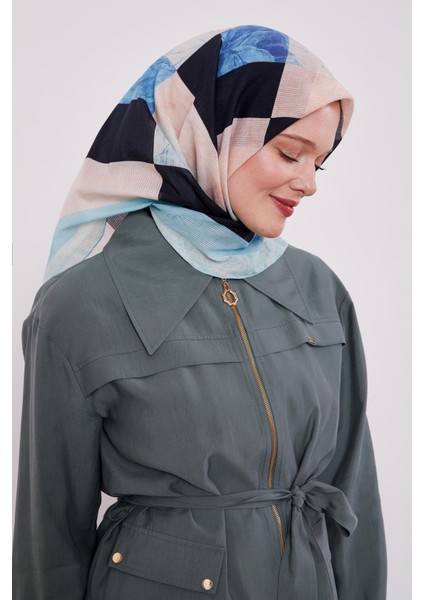 Mint Yeşili Çizgi Desen Pamuk Eşarp fiyatları