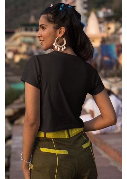Kalp Örümcek Baskılı Crop Top, Kadın Spider Temalı Crop Bluz