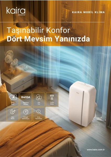DPCY35BK 12000 BTU Mobil İnverter Klima Soğutma-Isıtma-Nem Alma