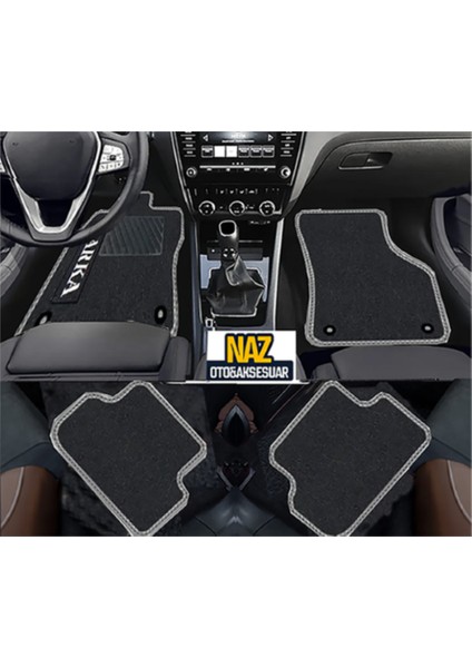 Audi A3 2013-2020 Hb Siyah Halı Gri Kenar Petek Topuk