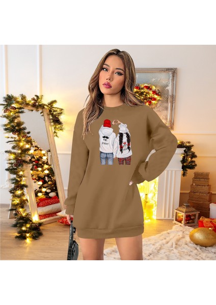 Kadın Uzun Kollu Bisiklet Yaka Desenli Viskon Iki Iplik Elbise fiyatları