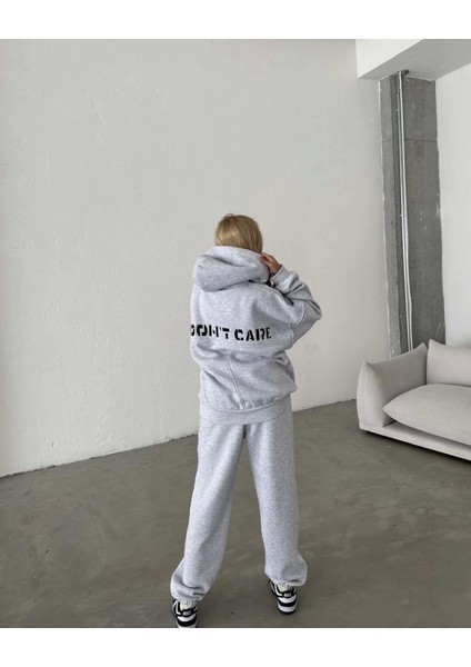 Nakış Işlemeli Üç Iplik Sweat Takım- Gri