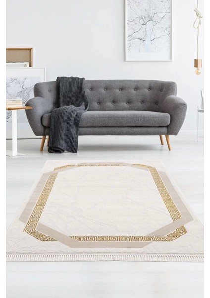 Efsun Modern Salon ve Oturma Odası Halısı - Krem Gold