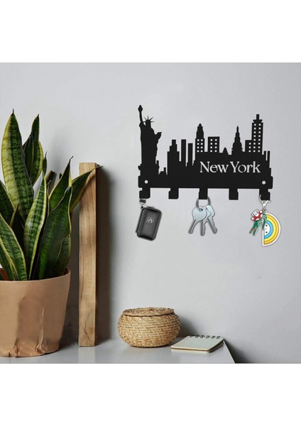 Newyork Temalı Metal Anahtarlık Askısı Siyah fırsatları