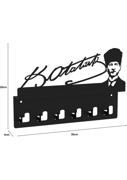 Atatürk Tasarımlı Duvar Askılı Anahtarlık ve Mektup Rafı Model-1 - Siyah fiyatları