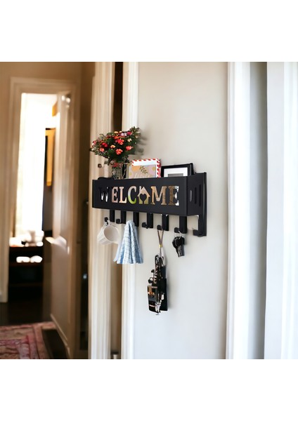 Welcome Temalı Siyah Raflı Anahtarlık fiyatları