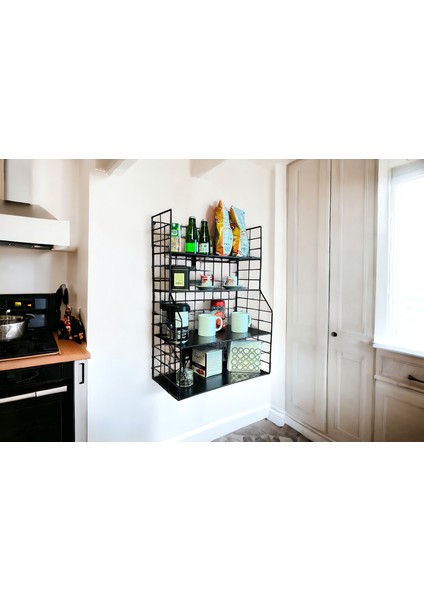 Modern Tasarım 4 Katlı Siyah Duvara Monte Dekoratif Raf fiyatları