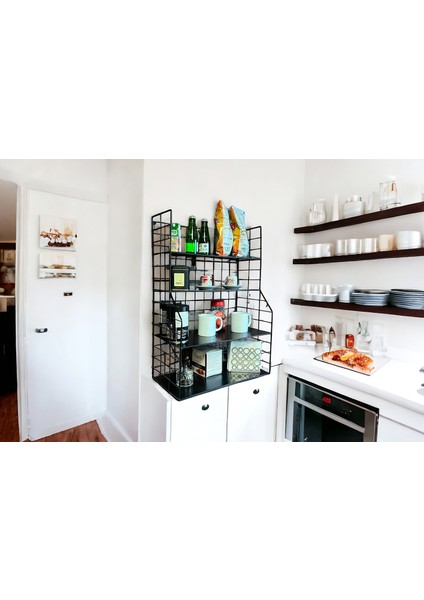 Modern Tasarım 4 Katlı Siyah Duvara Monte Dekoratif Raf fırsatları