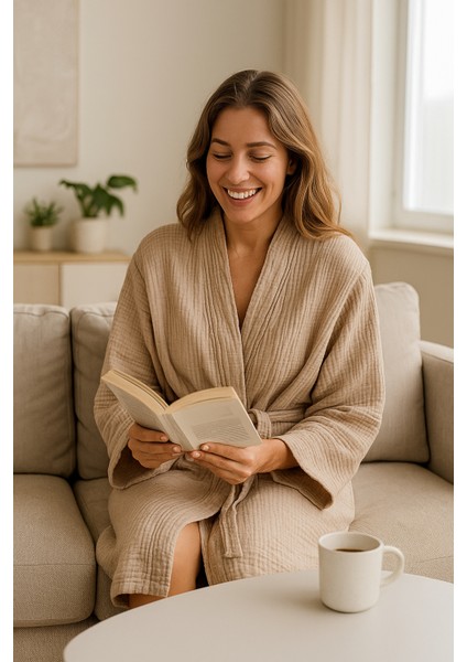 Unisex , 4 Kat Müslin Sabahlık / Bornoz /kimono