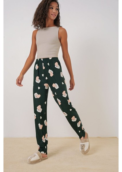 4323 Desenli Pijama Altı - Y.zümrüt