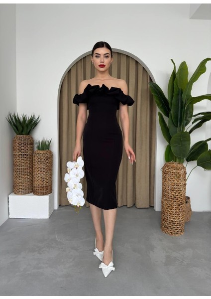 Popi Madonna Yaka Kalem Elbise