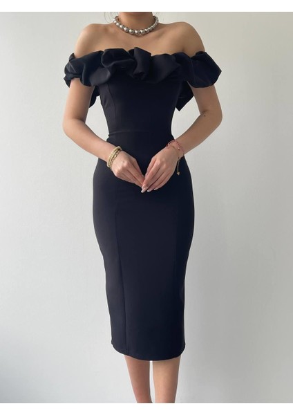 Popi Madonna Yaka Kalem Elbise