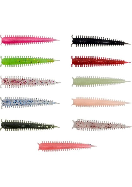 Zombie Worm Lrf Silikonu 4cm 8 Adet Red/blue Glitter