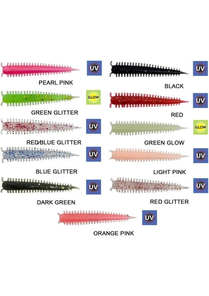 Zombie Worm Lrf Silikonu 4cm 8 Adet Red/blue Glitter fiyatları