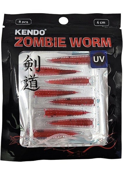 Zombie Worm Lrf Silikonu 4cm 8 Adet Red/blue Glitter modelleri
