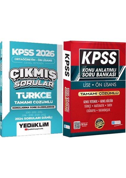 Kpss 2026 Ortaöğretim-Önlisans Türkçe Konularına Göre Çıkmış Sorular + Lise Önlisans Konu Ant. Soru Hediye
