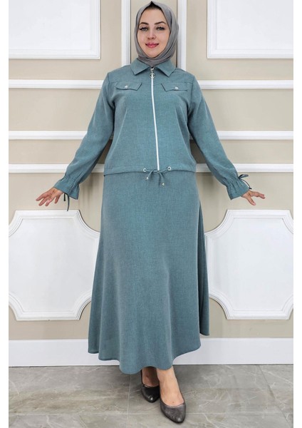 Kadın Manşeti Bağ Ipli Tesettür Takım modelleri