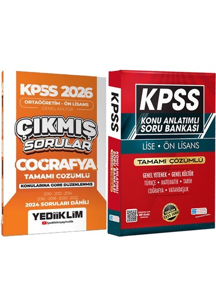 Kpss 2026 Ortaöğretim-Önlisans Coğrafya Konularına Göre Çıkmış Sorular + Lise Önlisans Konu Ant. Soru Hediye