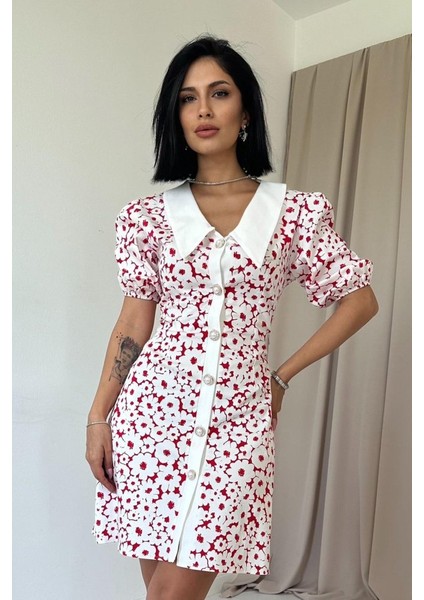 Fuşya Önlük Yakalı Poplin Elbise fiyatları