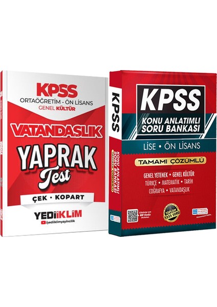 2026 Kpss Ortaöğretim Ön Lisans Vatandaşlık Çek Kopart Yaprak Test + Lise Önlisans Konu Ant. Soru Hediye