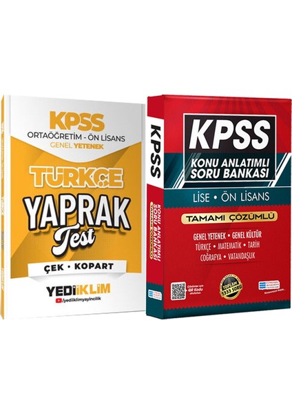 2026 Kpss Ortaöğretim Ön Lisans Türkçe Çek Kopart Yaprak Test + Lise Önlisans Konu Ant. Soru Hediye