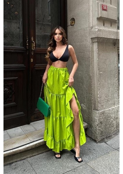 Audrey Fıfrlı Yırtmaç Detay Etek 4037