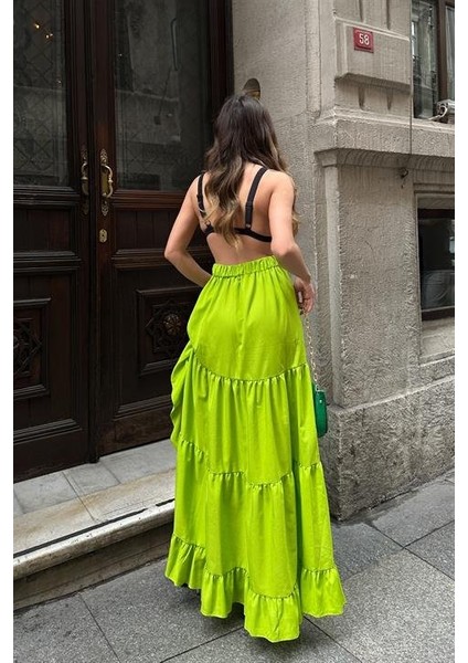 Audrey Fıfrlı Yırtmaç Detay Etek 4037