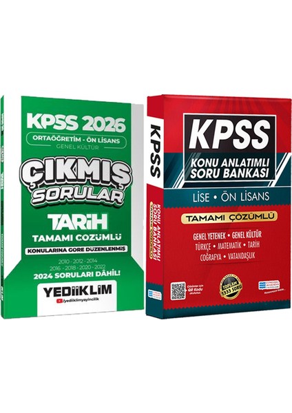 Kpss 2026 Ortaöğretim-Önlisans Tarih Konularına Göre Çıkmış Sorular + Lise Önlisans Konu Ant. Soru Hediye