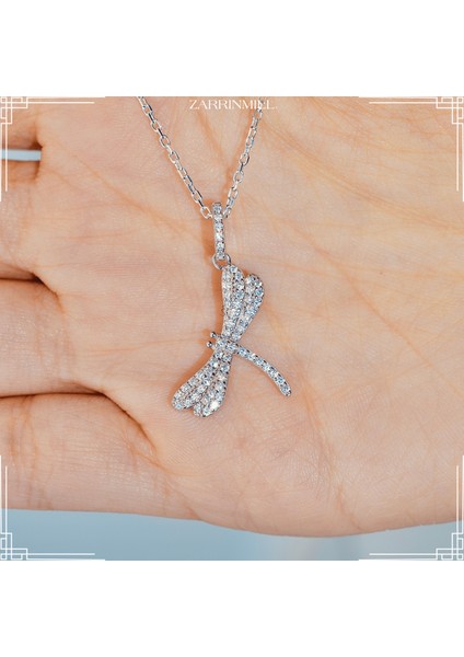925 Ayar Gümüş Yusufçuk Taşlı Model Kolye Zirkon Taşlı Su Yolu Rodyum Kaplama modelleri