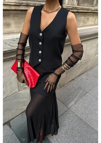 Yelek ve Pilise Etekli Premium Takım 10096 fırsatları