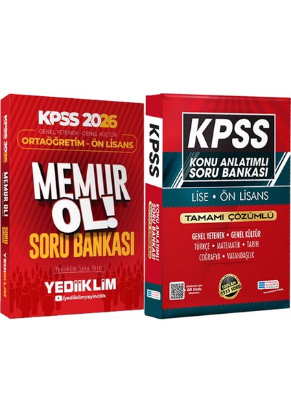 2026 Kpss Genel Yetenek Genel Kültür Ortaöğretim - Ön Lisans Memur Ol Soru + Lise Önlisans Konu Ant. Soru Hediye