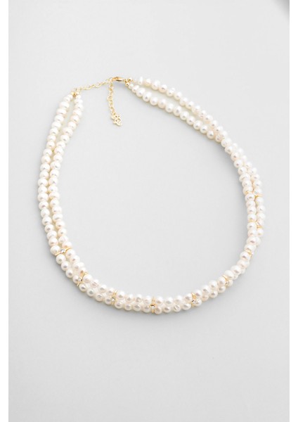 Scarlett 18 Ayar Sarı Altın Kaplama 43 cm Gümüş Inci Kolye