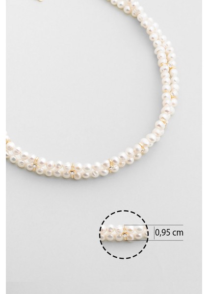 Scarlett 18 Ayar Sarı Altın Kaplama 43 cm Gümüş Inci Kolye modelleri