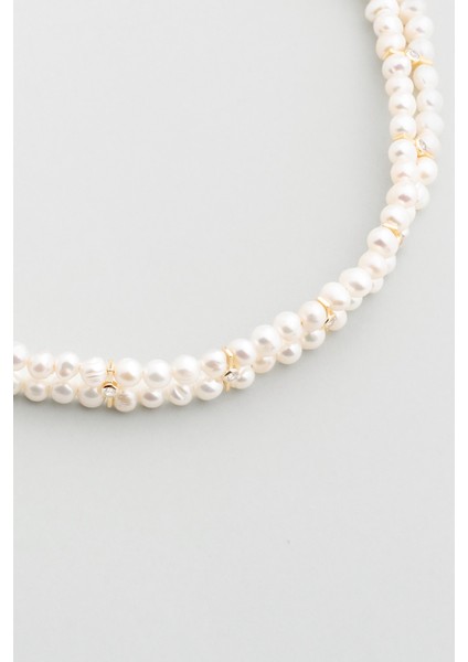 Scarlett 18 Ayar Sarı Altın Kaplama 43 cm Gümüş Inci Kolye indirimleri