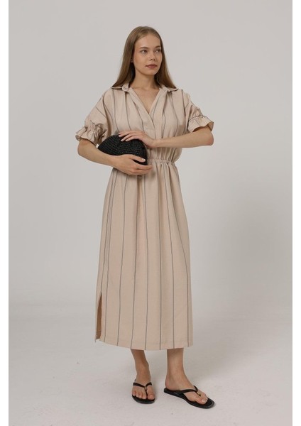 Beli Lastikli Elbise - Taş modelleri