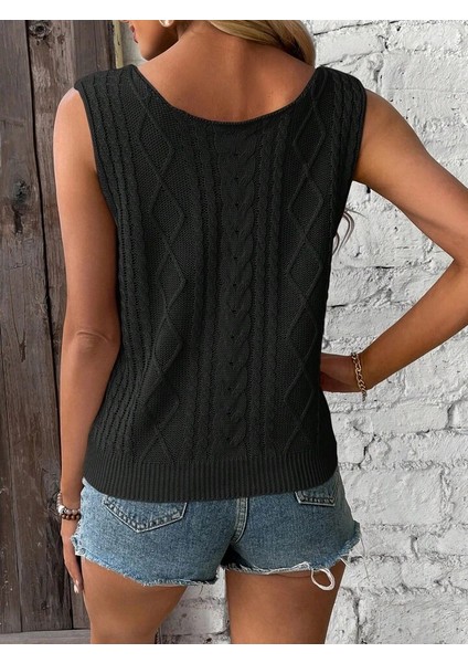Kadın Askılı V Yaka Örme Detay Triko Bluz fiyatları