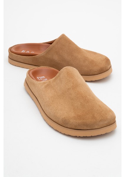 Space Toprak Süet Hakiki Deri Önü Kapalı Kadın Terlik