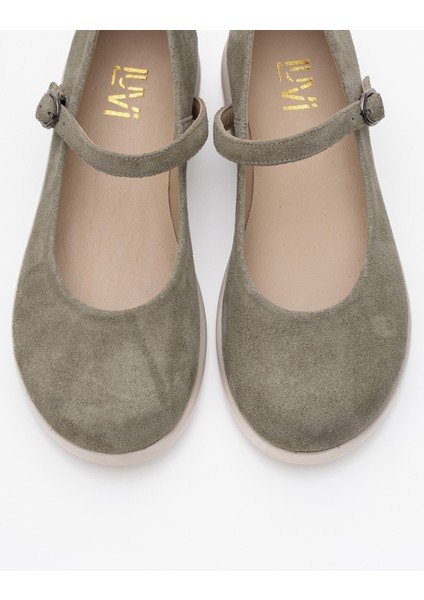 Anisa Yeşil Süet Bantlı Hakiki Deri Kadın Babet Ayakkabı fiyatları