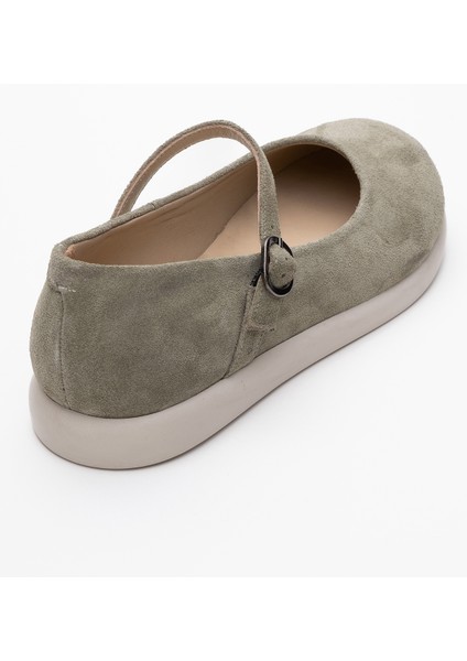 Anisa Yeşil Süet Bantlı Hakiki Deri Kadın Babet Ayakkabı indirimleri