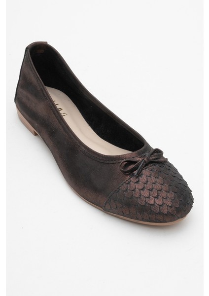 02 Bakır Simli Hakiki Deri Kadın Babet Ayakkabı modelleri