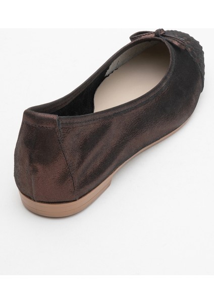 02 Bakır Simli Hakiki Deri Kadın Babet Ayakkabı indirimleri