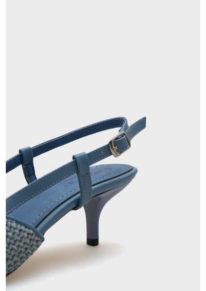 Ange Hasır Sivri Burunlu Orta Topuklu Arkası Bantlı Kadın Ayakkabı indirimleri