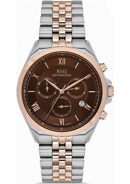 RMS.1.AG1598.09 Tüm Fonksiyonlar Aktif Safir Cam Çelik Kordon Çelik Kasa 5 Atm Suya Dayanıklı Metalik-Rose Renk Erkek Kol Saati