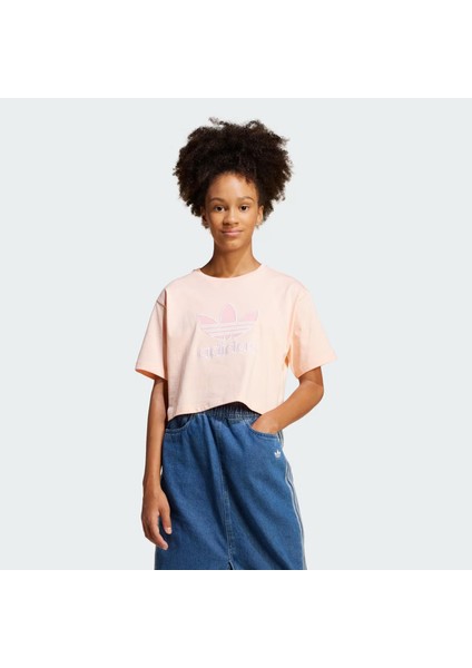 Baskılı Pembe Kız Çocuk T-Shirt JC9138-CROPPED Tee