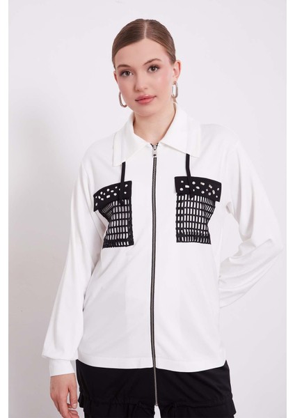 Ekru File Cep Detaylı Ikili Takım modelleri