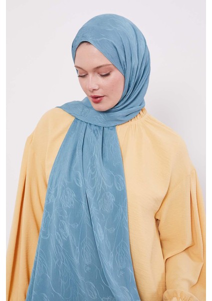 Su Yeşili Soyut Lale Desen Jakar Capri Şal fiyatları