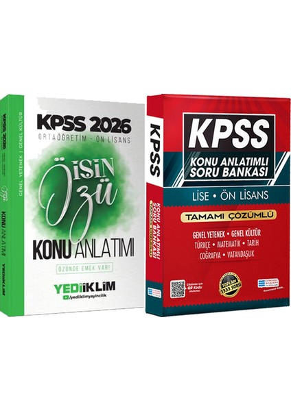 2026 Kpss Ortaöğretim-Önlisans Işin Özü Tek Kitap Tamamı Renkli Konu Anlatımı + Lise Önlisans Konu Ant. Soru Hediye
