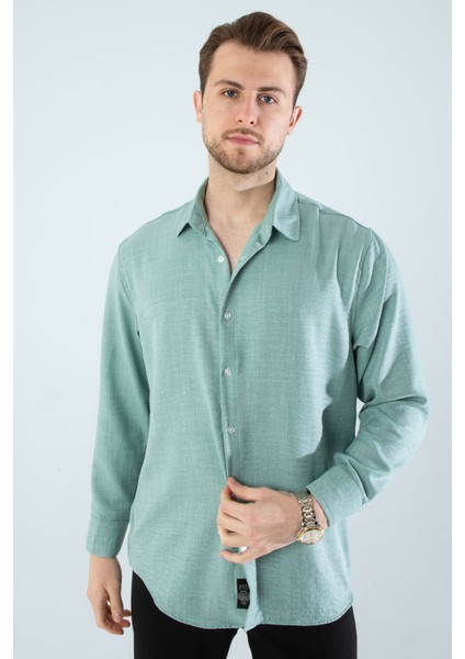 Mevsimlik Keten Dokulu Uzun Kollu Oversize Erkek Geniş Kalıp Gömlek(Ürün Geniş Kesimdir)