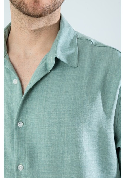 Mevsimlik Keten Dokulu Uzun Kollu Oversize Erkek Geniş Kalıp Gömlek(Ürün Geniş Kesimdir) fırsatları